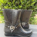 Michael Kors Black Fulton Harness Rainboogs Croc Embossed Women’s Size 7 Photo 3