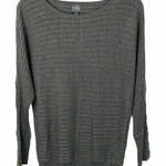 Soho  Grey Crew Neck Ribbed Sweater With Laced Sleeves Size Medium Photo 0