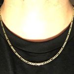 Gold Chain Figaro Two Tone 20in 3mm .925 Italy Photo 0