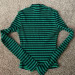 Green and Navy Stripped Tight Mockneck Long Sleeve Photo 1