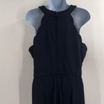 Anthropologie Scalloped Halter Neck Wide Leg Sleeveless Jumpsuit Romper Trixxi Navy Blue XL Photo 9