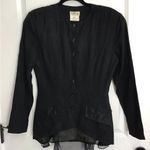 Vintage Char Button Up Collared Black Blazer Long Sleeve 100% Silk Size 8 Photo 0