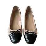 Saks 5th Avenue Saks Fifth Avenue Inez Leather Balllet Blush Pink Black Bow Flats Cap Toe Sz 10 Photo 1