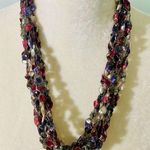 Hand Crocheted Colorful Adjustable Necklace Red Photo 0