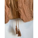 Cato  Women's Cropped Vest Open Embroidered Glitter Boho Hippie Trendy Brown XL Photo 4