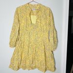 Derek Lam COLLECTIVE Paisley Yellow Floral Puff Sleeves Flared Hemline Dress 48 Photo 5