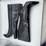 INC International Concepts Paiton Black Croc Embossed Tall Heeled Boots Women 8M Size 6.5 Photo 4