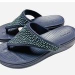 Crocs Monterey Diamante Flip Flops Sandals Women's Sz 7 Navy Blue Platform Photo 1