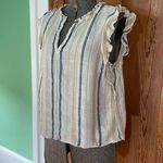 Lilla P Woven Stripe Ruffle Sleeve Tank Photo 7