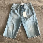 frame denim Le Vintage Bermuda Raw Edge Jean Shorts in Blue Size 23 NWT $195 Photo 6