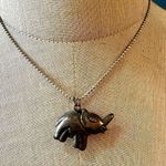 Silver tone puffy elephant pendant necklace Photo 0