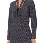 Alexis 💕💕 Noelle Polka-dot Tie-neck Slit Midi Dress ~ Navy Blue XS Photo 7