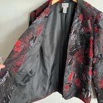 Chico's Vintage Y2K Chico’s Textured Jacquard Blazer Red Black Metallic Artsy Jacket M Photo 3