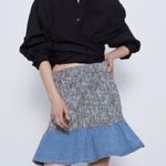 ZARA Tweed Denim Ruffle Skirt Photo 0