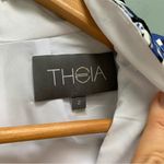 THEIA blue white print cap sleeve sheath pencil dress 2 Photo 5