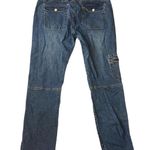 Vintage Y2K 2000s Old Navy Blue Denim Low Rise Cargo Jeans Zip Flare Bootcut Leg Size 12 #Grunge #Emo #Streetwear Measurement in pics Photo 2