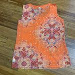CAbi  Women's Medium Orange Floral Print Sleeveless‎ Tank Top Blouse Lightweight Photo 2