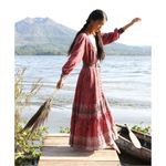 Tulle & Batiste Bohemian Gypsy Maxi Dress Size Medium Renaissance Shanaya Gown Red Photo 2