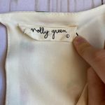 Molly green Rose Print Floral Ruffle Cream 3/4 Sleeve Romper Sz L Photo 4