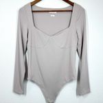 Babaton Contour Lange Bodysuit Longsleeve Sweetheart Bodysuit Light Grey Size L Photo 0