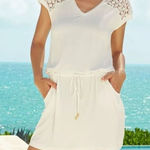 Calvin Klein NWT  Swim Cover-Up Dress Size S/M Milk White Crochet Trim Beachwear Photo 0