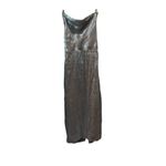ZARA  Merallic Silver Strappy Back Slip Maxi Semi Formal Dress Wedding Guest Photo 7