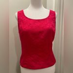 Le Suit VTG 80s Petite Fuchsia Pink Floral Jacquard Sleeveless Crop Top Blouse Photo 3