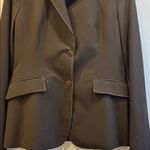 Laundry by Shelli Segal BROWN JACKET TAN PIPING AROUND SEAMS/POCKETS/NECKLINE Photo 6