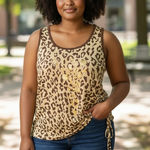 Southpole Tank Top Women's XL Animal Print Leopard Sleeveless Gold Foil Y2K Photo 0