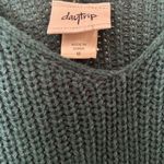 Daytrip  Buckle Sweater Womens Medium Green Cold Shoulder Chunky Knit Pullover Photo 5