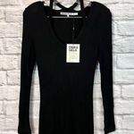 Pam & Gela NWT  Black Split Neck Ribbed Jersey Dress Size P(XS) - RD7017 Photo 6