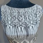 Alexandra Grecco Silk Macrame Print Dress Womens Size 2 Boat Neck Cream Black White Photo 1