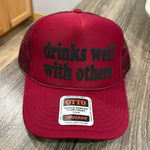 Brand New “drinks well with others” Foam Trucker Hat Red Photo 0