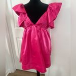 MABLE Babydoll Mini Dress Pink Ruffle Sleeve Bow Sz S Photo 3
