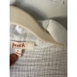 Peach White Lace Crochet Button Down Short Sleeve Shirt Top L Coquette Victorian Size L Photo 3