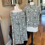 Jude Connally Matching Set Green Cream Tiger Print Top Gauchos Size XS Photo 1