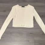 Brandy Melville Cream  Cropped Ribbed Zelly Long Sleeve Top Photo 0