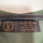 Fat Face 10 Linen Army Green Midi Dress Scoopneck Pockets Tie Front Summer Beach Photo 6