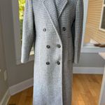 Vintage Bert Newman Petites Gray White Check Wool Full Length Dress Coat Sz 10P Photo 6