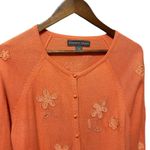 Josephine Chaus Y2K VTG  Women‎ Beaded Flower Cardigan L Peach Cottagecore Boho Photo 9