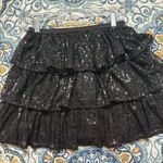 Black Sequin Tiered Skirt Photo 2
