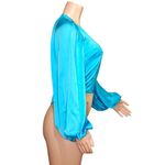 NEW THE DOLLS HOUSE Beaudelle Satin Bodysuit, Turquoise, XS Blue Photo 10