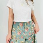 vtg robin egg blue french countryside button down midi skirt floral size s Photo 0