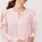 LC Lauren Conrad Pastel Pink Chiffon Ruffle Formal Office Cottage Cutout Blouse Photo 0