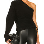 NWT RtA Black One Shoulder Athena Blouson Sleeve Knit Banded Hem Sweater Large Photo 0