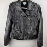 Skies Are Blue  Vegan Leather Moto‎ Biker Jacket Sz M Black Asymmetrical Zipper Photo 0