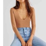 Free People  long sleeve tan v-neck body suit size Xs NWT Photo 0