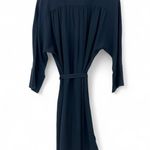 Vince . | XS | Split Neck Belted Dress Shirt Dress Silk Navy Womens Knee Length Photo 6