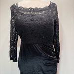 Black Full Length Dress Lace Top On Off Shoulder Bodycon Angel Fashions Formal Size L Photo 2