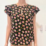 Kate Spade New York medium ditsy rosed flutter sleeve keyhole top TB2 2893 Black Photo 8